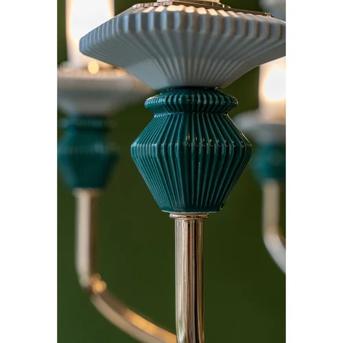 Светильник подвесной LED Capello 4947/01 SP-6 Divinare белый на 1 лампу, основание зелёное золотое в стиле современный арт-деко фото 2