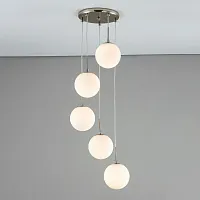 Светильник подвесной Томми CL102054 Citilux белый 5 ламп, основание матовое хром в стиле современный каскад шар