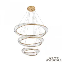 Люстра подвесная LED с пультом AM-Venezia 318033/D800-D600-D400 BS Arte Milano прозрачная на 1 лампу, основание латунь в стиле современный кольца с пультом