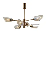 Люстра потолочная Avery V10806-6P Moderli янтарная на 6 ламп, основание золотое в стиле модерн 