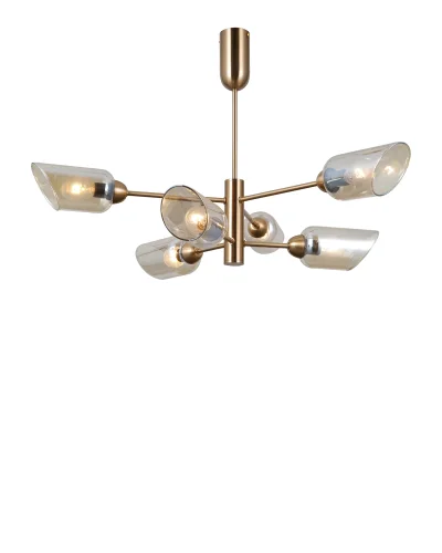 Люстра потолочная Avery V10806-6P Moderli янтарная на 6 ламп, основание золотое в стиле современный 
