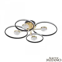 Люстра потолочная LED Ferrara-76140 276140/4+4 BK/GD Arte Milano белая на 1 лампу, основание чёрное в стиле современный хай-тек 