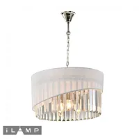 Люстра подвесная Casa P9508-4 NIC iLamp прозрачная белая на 4 лампы, основание никель в стиле современный арт-деко 