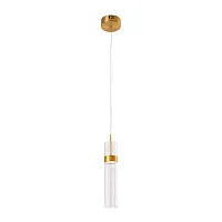 Светильник подвесной LED Misty A2950SP-5PB Arte Lamp прозрачный на 1 лампу, основание латунь в стиле современный трубочки