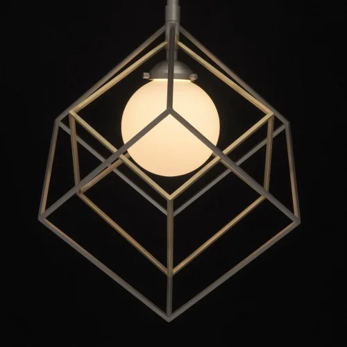 Светильник подвесной Призма 726010301 MW-Light бронзовый матовый никель белый 1 лампа, основание матовое никель в стиле современный куб фото 4