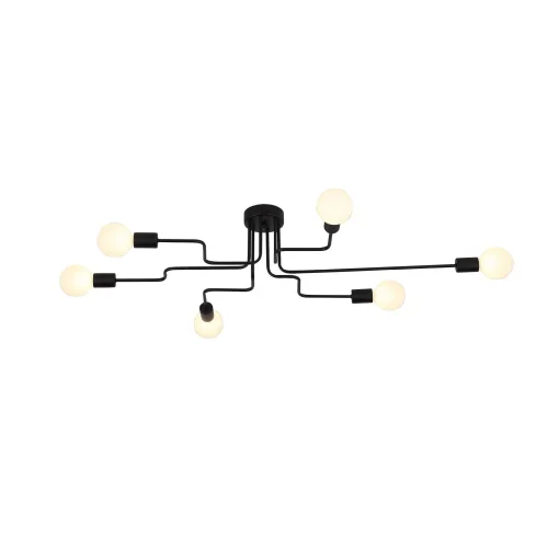 Люстра потолочная лофт Ano SL419.442.06 Evoluce без плафона на 6 ламп, основание чёрное в стиле лофт  фото 7