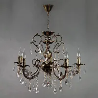 Люстра хрустальная ALICANTE 8888/5 PB Leaf crystal AMBIENTE by BRIZZI без плафона на 5 ламп, основание бронзовое в стиле классический 