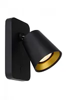Светильник накладной Turnon 09928/05/30 Lucide матовый золото чёрный 1 лампа, основание чёрное в стиле современный круглый
