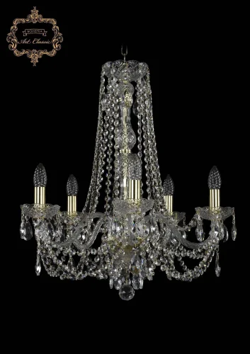Люстра подвесная хрустальная 11.11.5.195.h-63.Gd.Sp Bohemia Art Classic прозрачная на 5 ламп, основание золотое в стиле классический 