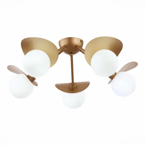 Люстра потолочная Bolzano SLE220502-05 Evoluce белая на 5 ламп, основание золотое в стиле современный шар