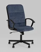Кресло компьютерное TopChairs ST-TRACER (Спинка и сиденье темно-синяя ткань Light-27) УТ000036641 Stool Group, синий/велюр, ножки/металл/чёрный, размеры - 440*960***590*675