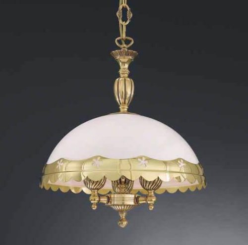 Люстра подвесная  L 7960/38 Reccagni Angelo белая на 3 лампы, основание золотое в стиле классический 