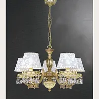 Люстра подвесная  L 7133/5 Reccagni Angelo бежевая белая на 5 ламп, основание золотое в стиле классический 