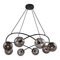 Люстра подвесная LSP-8892 Lussole чёрная на 8 ламп, основание чёрное в стиле современный шар