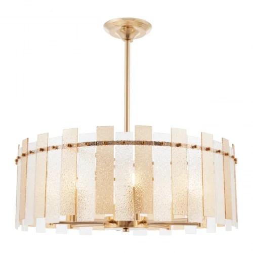 Люстра на штанге Sorrento-2109 372109/8/350/580 GD Arte Milano прозрачная янтарная на 8 ламп, основание золотое в стиле современный 