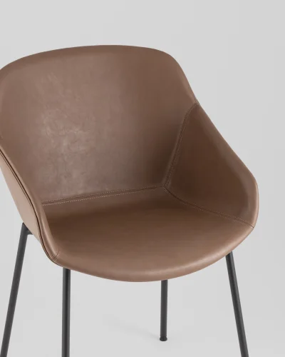 Стул Ashby, экокожа, светло-коричневый, сиденье УТ000040853 Stool Group, коричневый/экокожа, ножки/металл/чёрный, размеры - ***** фото 7