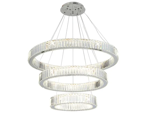 Люстра подвесная LED TR5003 Ambrella light прозрачная на 1 лампа, основание хром в стиле современный классический кольца фото 3