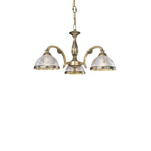 Люстра подвесная  L 6102/3 Reccagni Angelo белая прозрачная на 3 лампы, основание золотое в стиле классический  фото 3