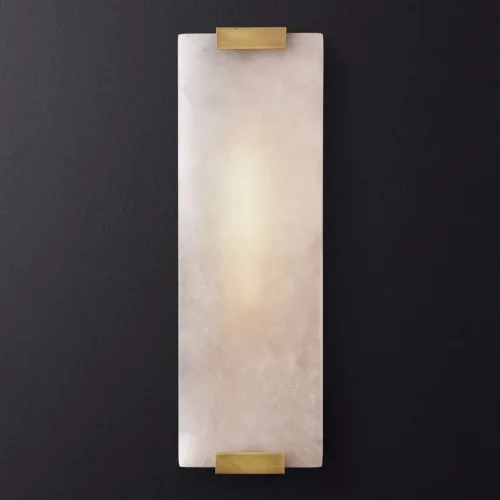 Бра Marble Rectangle Wall Lamp Brass 155095-22 ImperiumLoft белый на 1 лампа, основание латунь в стиле лофт современный  фото 2