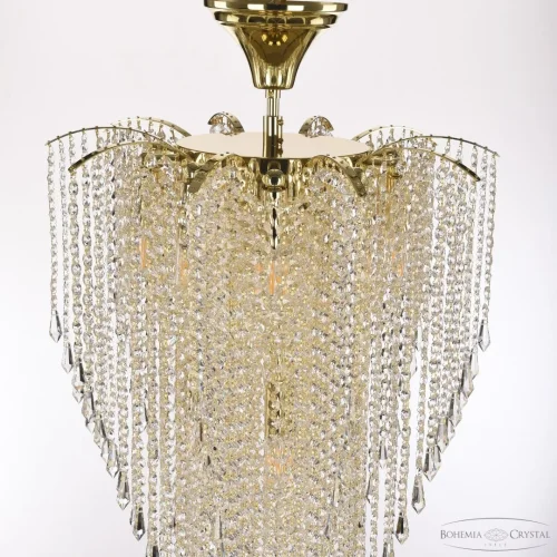 Люстра каскадная хрустальная 77321/50-150 G Bohemia Ivele Crystal прозрачная на 17 ламп, основание золотое в стиле классический drops фото 3