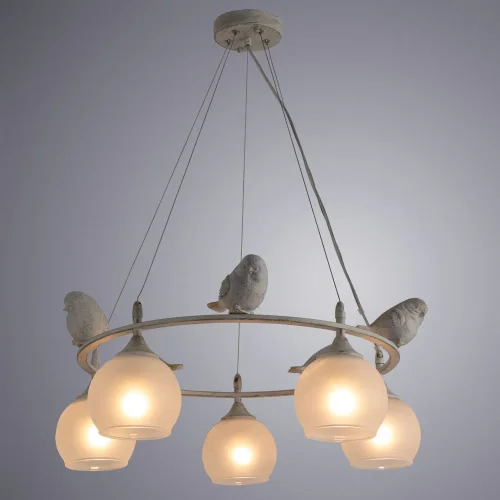 Люстра подвесная Gemelli A2150SP-5WG Arte Lamp белая на 5 ламп, основание белое бежевое в стиле современный птички фото 2