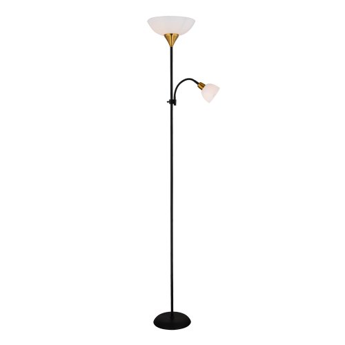 Торшер Duetto A9569PN-2BK Arte Lamp для чтения белый 1 лампа, основание чёрное в стиле классический
