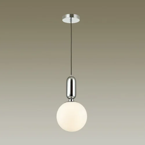 Светильник подвесной Okia 4670/1 Odeon Light белый 1 лампа, основание хром в стиле современный хай-тек  фото 2
