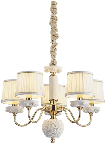 Люстра подвесная Rosabella WE377.05.303 Wertmark белая на 5 ламп, основание золотое в стиле классический 