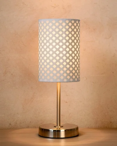 Настольная лампа MODA 08500/81/31 Lucide белая 1 лампа, основание серое хром металл в стиле современный  фото 2