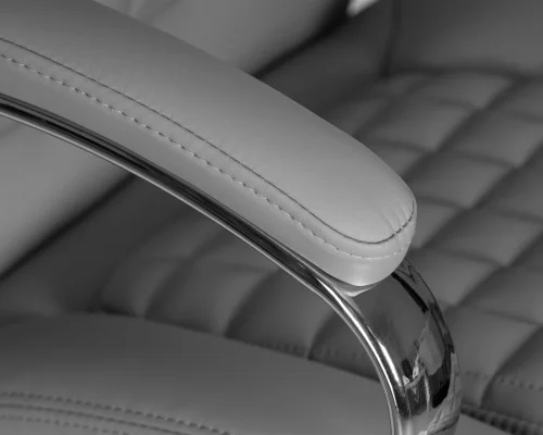 Офисное кресло для руководителей  114B-LMR CHESTER, цвет серый Dobrin, серый/экокожа, ножки/металл/хром, размеры - 1180*1250***680*730 фото 7