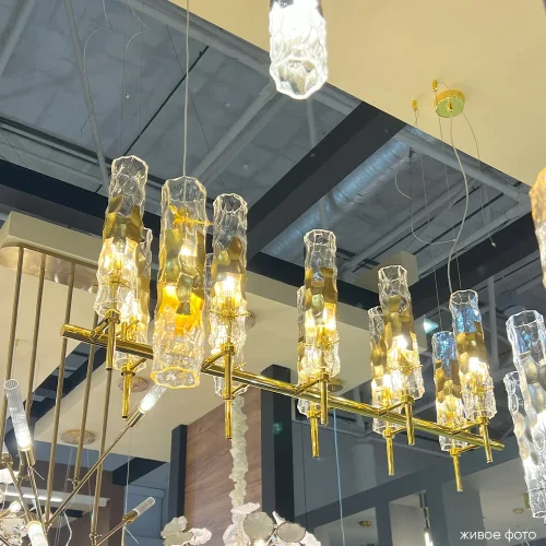 Люстра подвесная PRIMAVERA SP10 GOLD Crystal Lux прозрачная на 10 ламп, основание золотое в стиле современный фото 4
