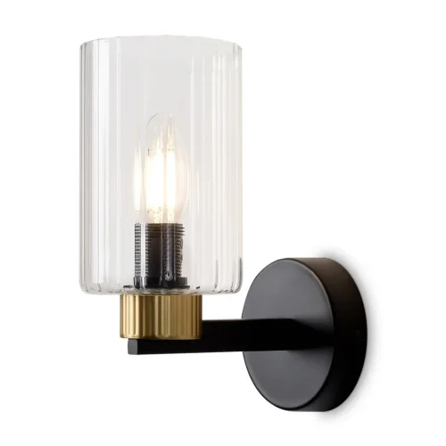 Бра Ombre FR2051WL-01BBS1 Freya прозрачный на 1 лампу, основание чёрное в стиле классический 