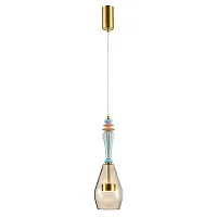Светильник подвесной LED Coral A2405SP-9BR Arte Lamp янтарный на 1 лампу, основание латунь в стиле современный выдувное
