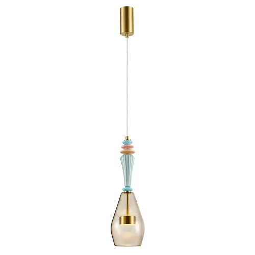 Светильник подвесной LED Coral A2405SP-9BR Arte Lamp янтарный на 1 лампу, основание латунь в стиле современный выдувное