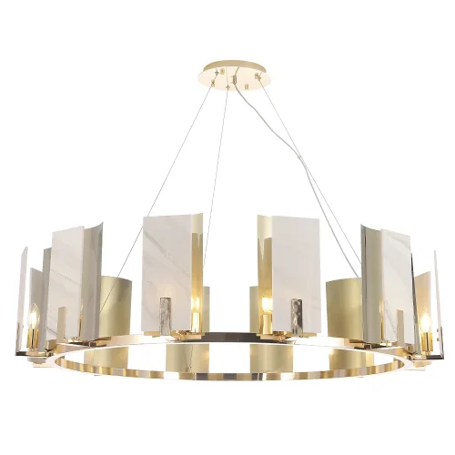 Люстра подвесная DELUXE SP12 Crystal Lux белая на 12 ламп, основание золотое в стиле современный  фото 2