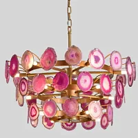 Люстра подвесная Burst 74967-22 ImperiumLoft розовая на 15 ламп, основание золотое в стиле современный 