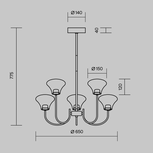 Светильник подвесной LED Dynasty MOD402PL-L20BS3K Maytoni янтарный на 6 ламп, основание латунь в стиле современный арт-деко фото 7