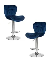 Стул барный набор 2 шт. SET-2 5022-LM BARNY, цвет сиденья синий велюр (MJ9-117), цвет основания хромированная сталь Dobrin, /велюр, ножки/металл/хром, размеры - 890*1100***460*540 Стул барный набор 2 шт. SET-2 5022-LM BARNY, цвет сиденья синий велюр (MJ9-117), цвет основания хромированная сталь Dobrin, /велюр, ножки/металл/хром, размеры - 890*1100***460*540