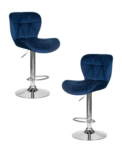 Стул барный набор 2 шт. SET-2 5022-LM BARNY, цвет сиденья синий велюр (MJ9-117), цвет основания хромированная сталь Dobrin, /велюр, ножки/металл/хром, размеры - 890*1100***460*540 Стул барный набор 2 шт. SET-2 5022-LM BARNY, цвет сиденья синий велюр (MJ9-117), цвет основания хромированная сталь Dobrin, /велюр, ножки/металл/хром, размеры - 890*1100***460*540