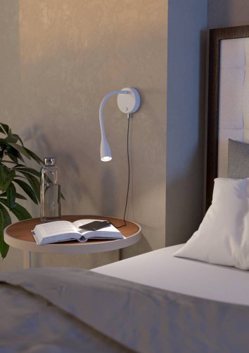 Бра с выключателем LED Olivandino 901782 Eglo белый на 1 лампу, основание белое в стиле современный гибкая ножка для чтения фото 3