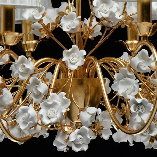 Люстра подвесная Сицилия 282012008 Chiaro белая на 8 ламп, основание золотое в стиле классический флористика  фото 10