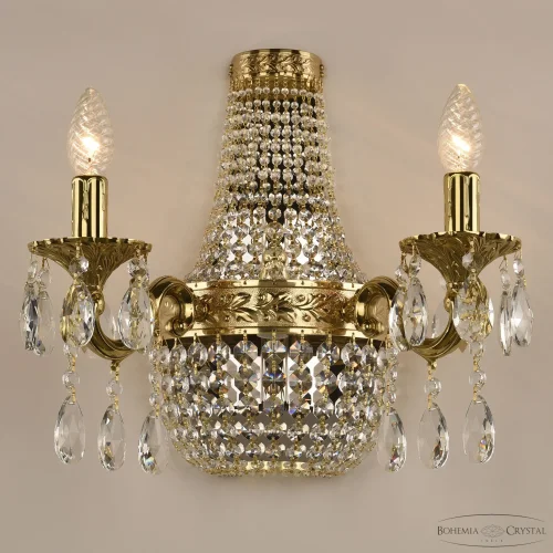 Бра 2211H201B/2/35IV G Bohemia Ivele Crystal без плафона на 3 лампы, основание золотое прозрачное в стиле классический sp фото 2