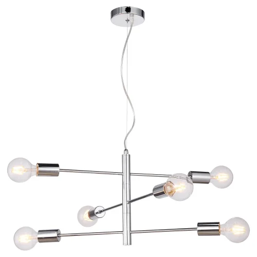 Люстра подвесная Huron LSP-8154 Lussole без плафона на 6 ламп, основание хром в стиле модерн 