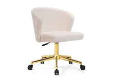 Компьютерное кресло Lika white teddy 15528 Woodville, белый/букле, ножки/металл/золотой, размеры - *880***580*540