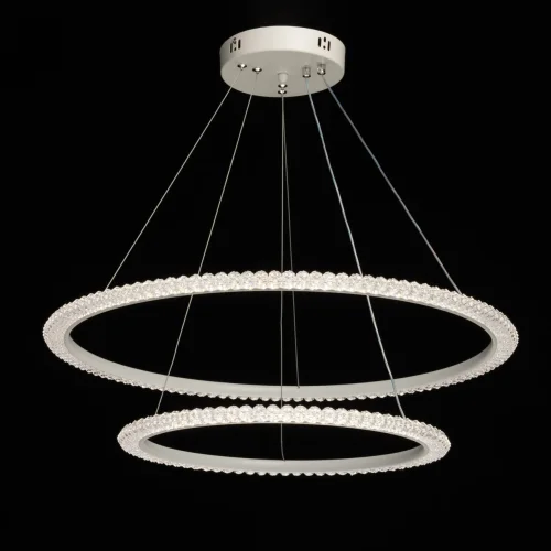 Светильник подвесной LED с пультом Ральф 675016002 DeMarkt прозрачный на 2 лампы, основание белое в стиле кольца с пультом фото 2