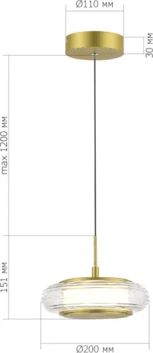 Светильник подвесной LED Frittela SL6239.203.01 ST-Luce прозрачный на 1 лампу, основание золотое в стиле современный фото 3