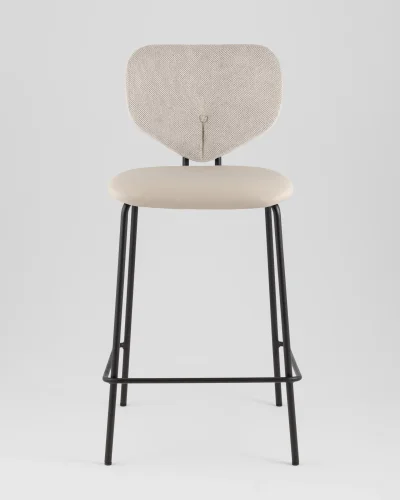 Стул полубарный Masey, бежевый, с бежевой экокожей УТ000039582 Stool Group, бежевый/рогожка, ножки/металл/чёрный, размеры - ***** фото 2