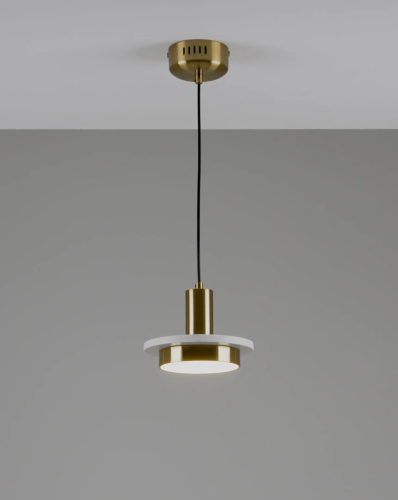 Светильник подвесной LED Solumn V5050-1PL Moderli золотой на 1 лампу, основание золотое в стиле современный  Светильник подвесной LED Solumn V5050-1PL Moderli золотой на 1 лампу, основание золотое в стиле современный