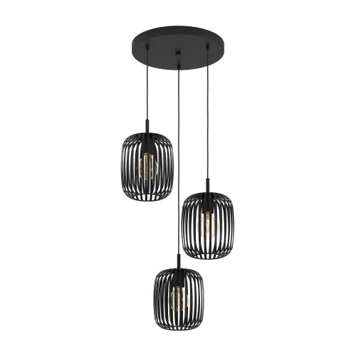 Светильник подвесной Romazzina 900686 Eglo чёрный 3 лампы, основание чёрное в стиле современный 