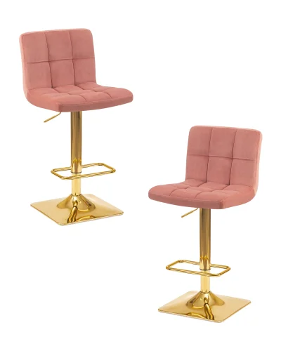 Стул барный набор 2 шт. SET-2 5016-LM GOLDIE, цвет сиденья пудрово-розовый (MJ9-32), цвет основания золото Dobrin, /велюр, ножки/металл/золотой, размеры - 940*1150***420*520 Стул барный набор 2 шт. SET-2 5016-LM GOLDIE, цвет сиденья пудрово-розовый (MJ9-32), цвет основания золото Dobrin, /велюр, ножки/металл/золотой, размеры - 940*1150***420*520